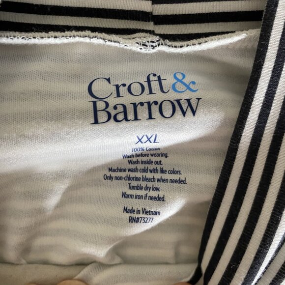 Croft & Barrow Top Womens XXL Black & White Stripe Mock Turtleneck Long Sleeve 1 - Picture 2 of 5